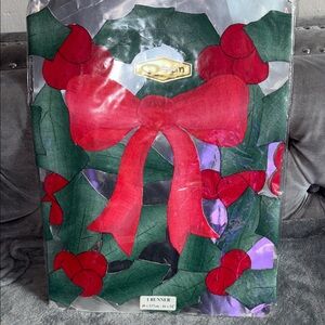 Holiday Table Runner with Red Bow and Holly